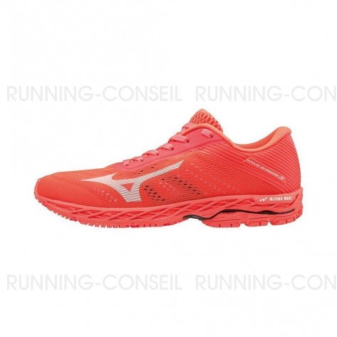 MIZUNO WAVE SHADOW 3 FEMME - Fiery Coral / White / Fiery Coral